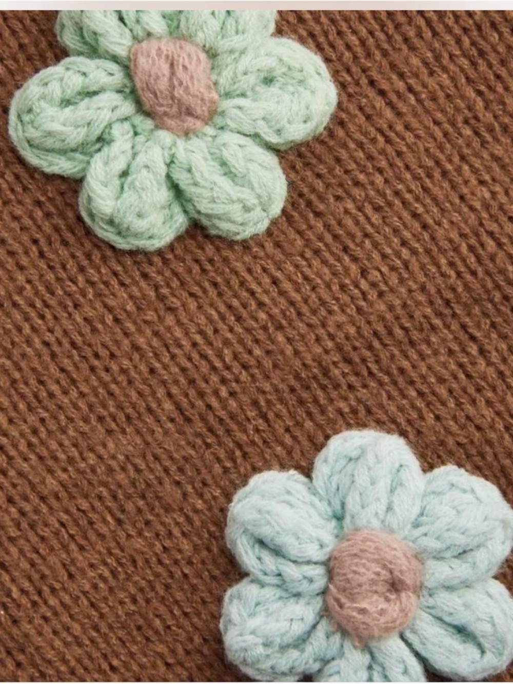 Cider Brown Floral-Appliqué V-Neck Button Cardigan - Picture 3 of 3
